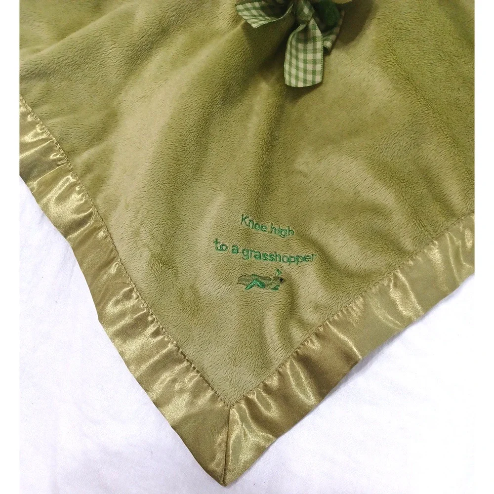 Bearington Green Grasshopper Knee High Lovey Plush Blanket 19